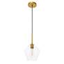 Gene 8" Wide Brass and Clear Glass Mini Pendant