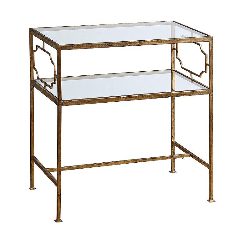 Image 2 Genell 23 3/4 inch Wide Gold Leafed and Glass Side Table