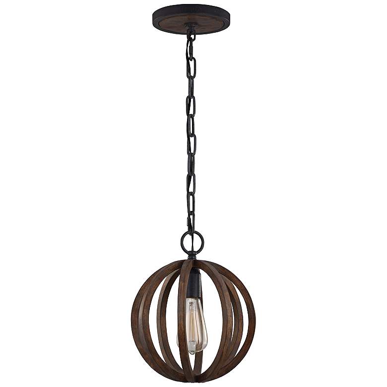 Image 2 Generation Lighting Allier 10" Wide Weathered Oak Wood Mini Pendant