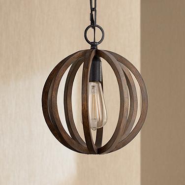 Generation Lighting Allier 10" Wide Weathered Oak Wood Mini Pendant