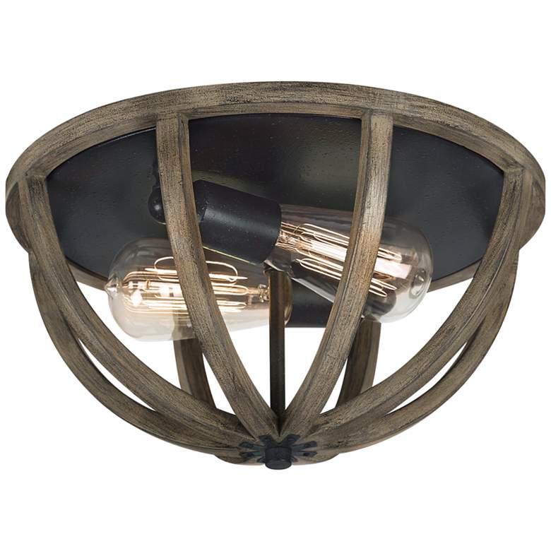 Image 2 Generation Lighting Allier 13" Wide Weathered Oak Wood Ceiling Light