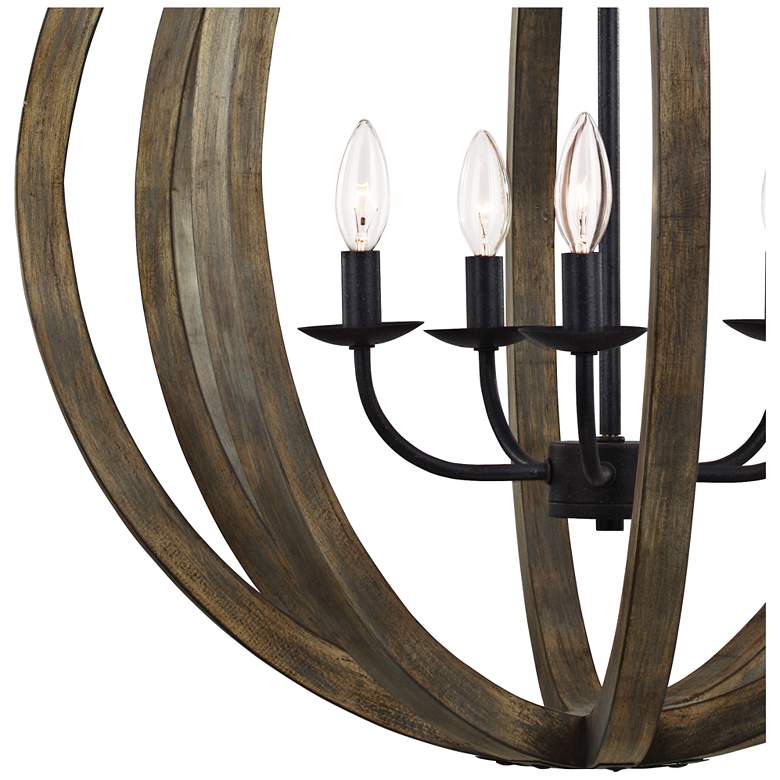 Image 4 Generation Lighting Allier 26" Weathered Oak Wood Orb Pendant Light more views