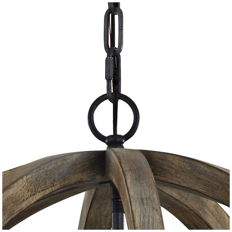 Image 6 Generation Lighting Allier 26" Weathered Oak Wood Orb Pendant Light more views