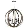 Generation Lighting Allier 38" Weathered Oak Wood 6-Light Orb Pendant