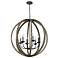 Generation Lighting Allier 38" Weathered Oak Wood 6-Light Orb Pendant