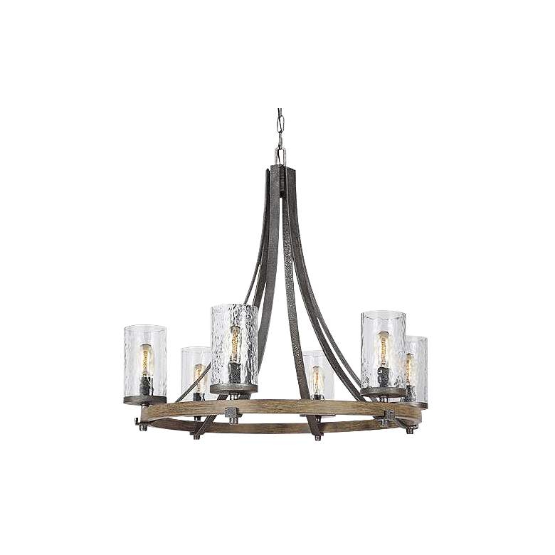 Image 1 Generation Lighting Angelo 30 inch Wide Weathered Oak 6-Light Chandelier