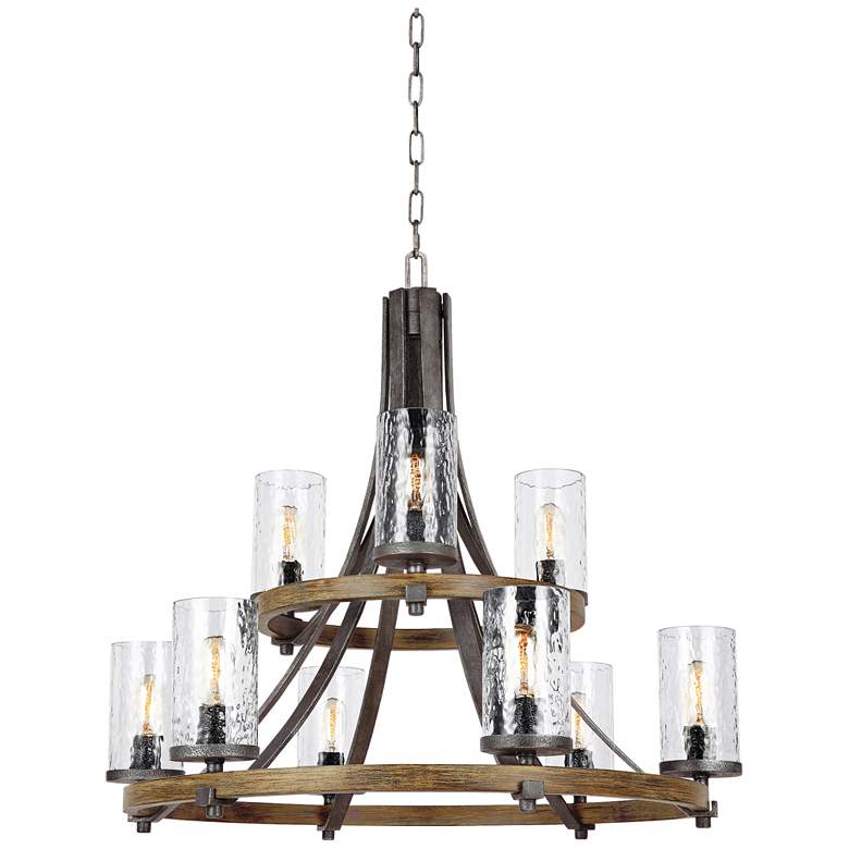 Image 3 Generation Lighting Angelo 32 3/4" Rustic Oak Wagon Wheel Chandelier