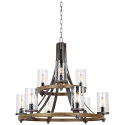 Generation Lighting Angelo 32 3/4" Rustic Oak Wagon Wheel Chandelier