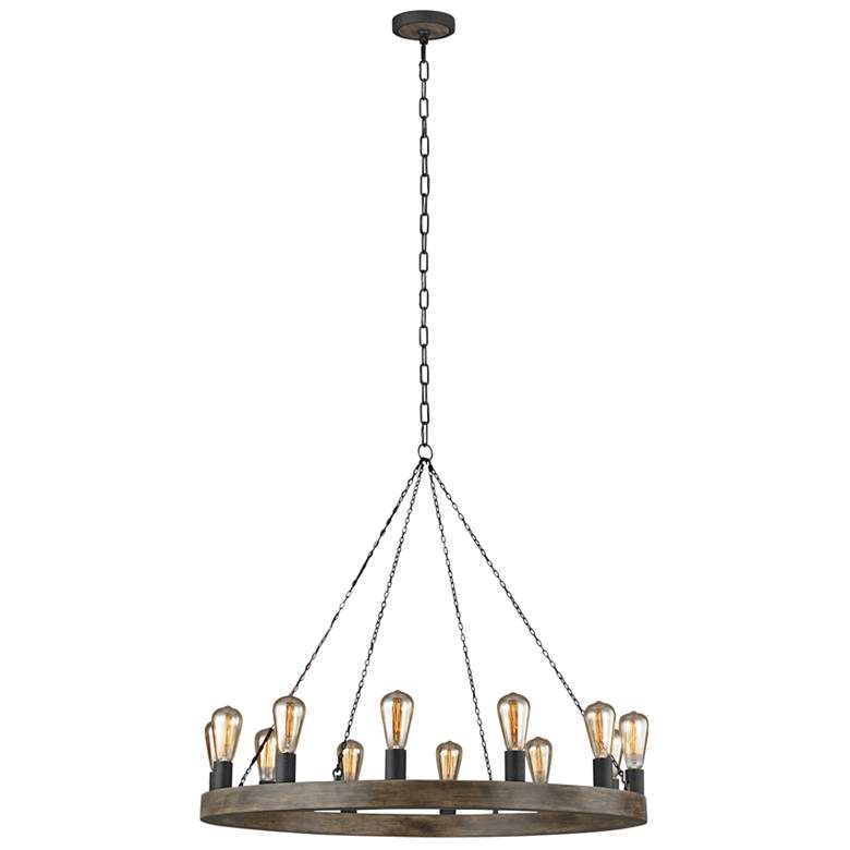 Image 2 Generation Lighting Avenir 36" 12-Light Faux Wood Ring Chandelier