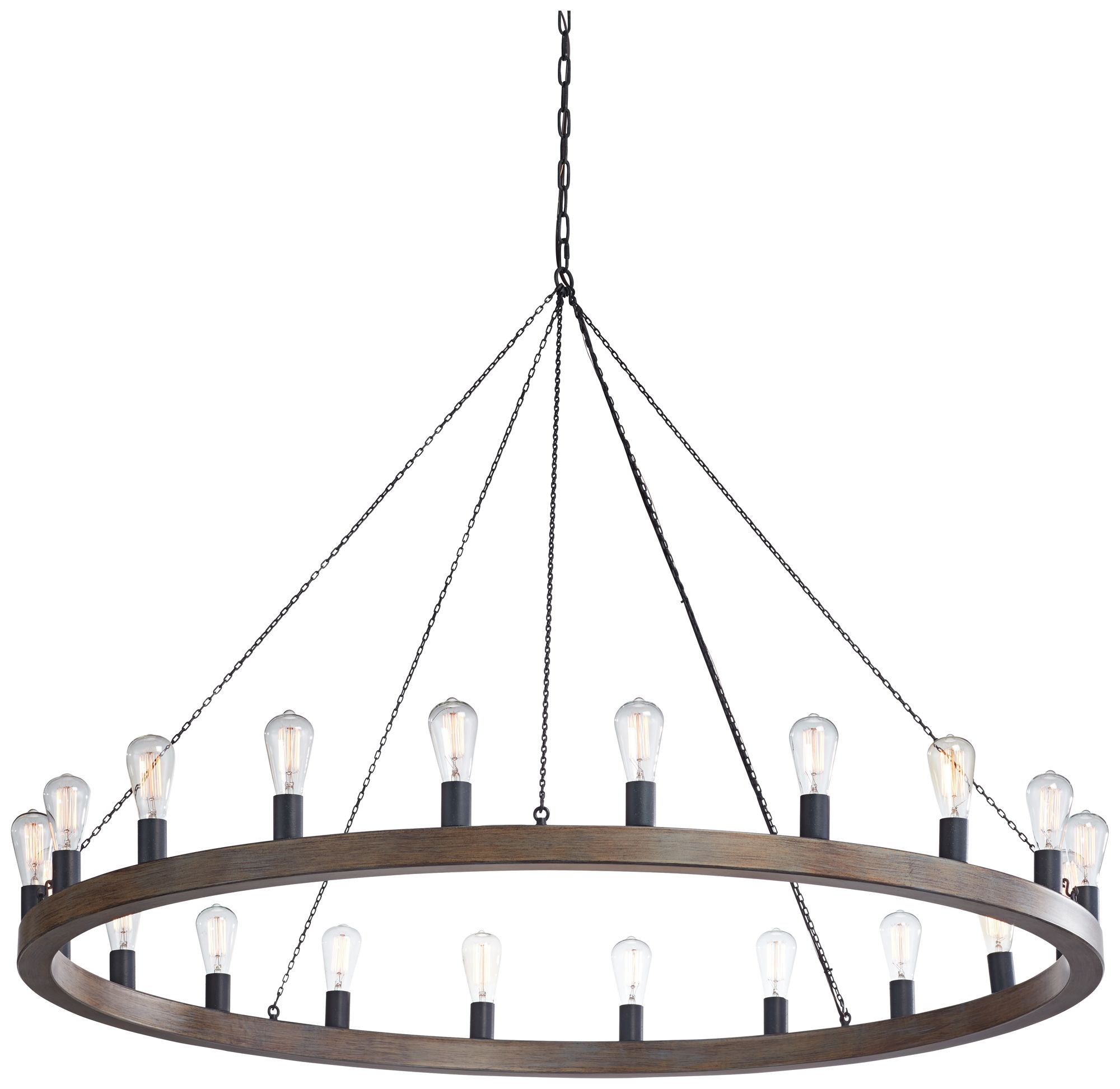 Generation Lighting Avenir 60" 20-Light Weathered Oak Ring Chandelier in scene
