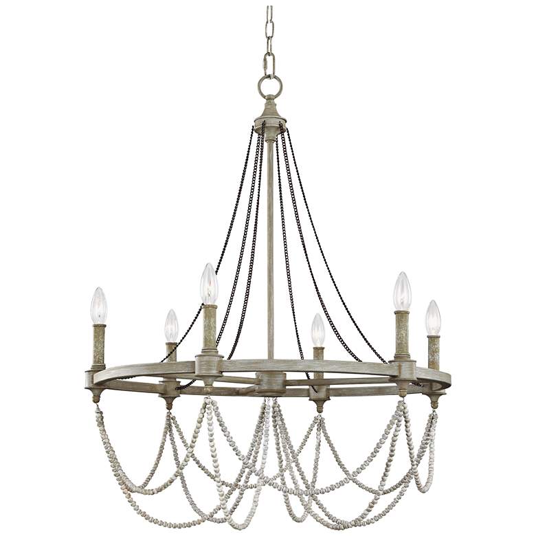 Image 2 Generation Lighting Beverly 28 inch Wide Washed Oak 6-Light Chandelier