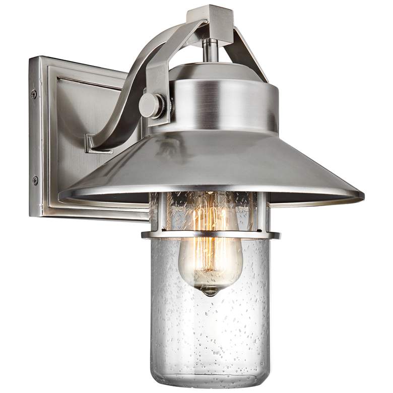Image 1 Generation Lighting Boynton 13" High Brushed Steel Outdoor Wall Light