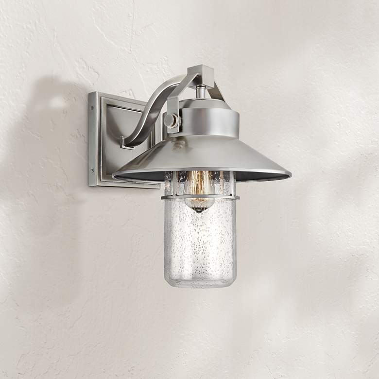 Image 1 Generation Lighting Boynton 15 1/2" Brushed Steel Outdoor Wall Light