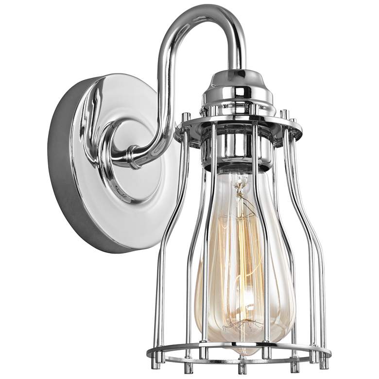 Image 1 Generation Lighting Calgary 9 1/4" High Chrome Wall Sconce