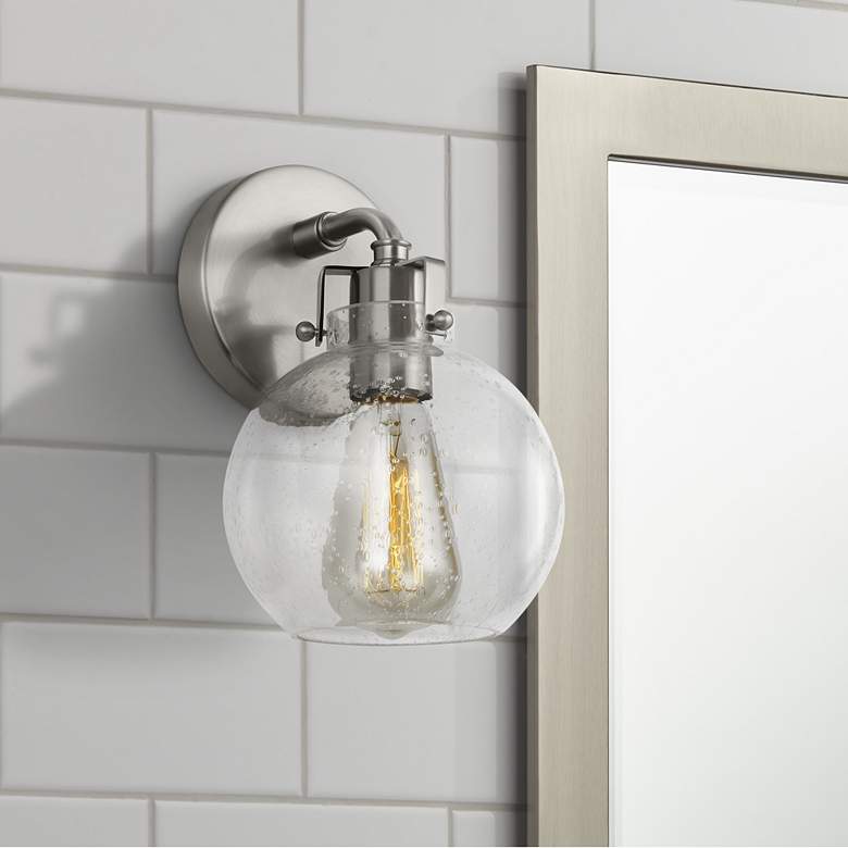 Image 1 Generation Lighting Clara 10 1/2" Seeded Glass and Nickel Wall Sconce