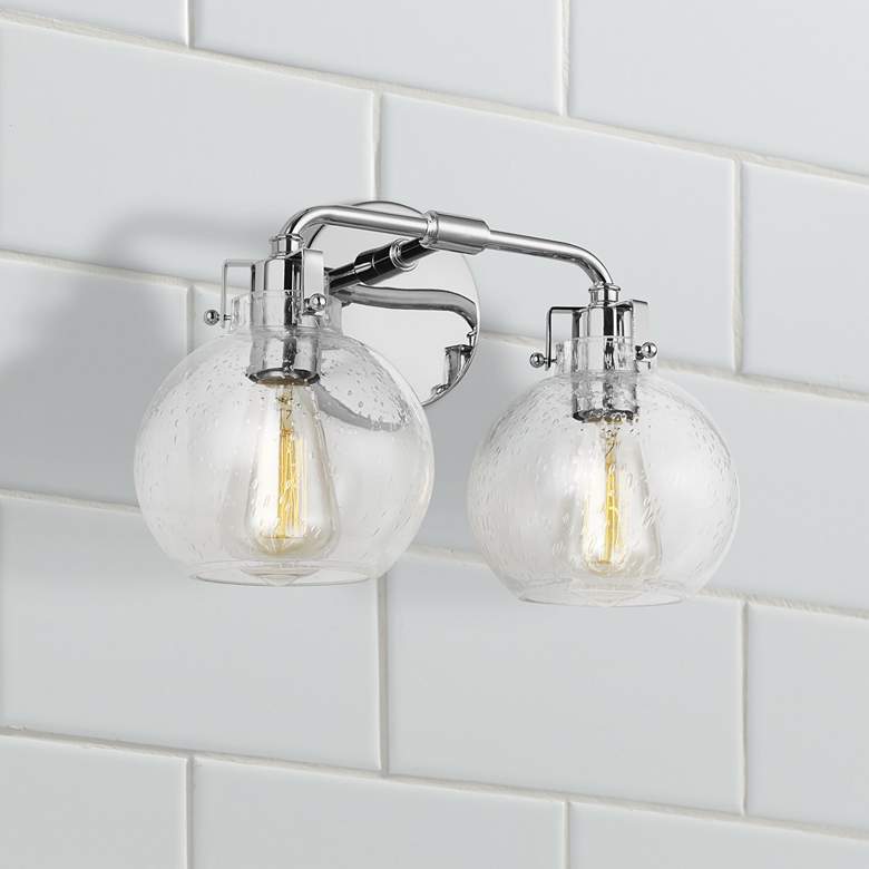 Image 1 Generation Lighting Clara 14 3/4" Wide Chrome 2-Light Wall Sconce