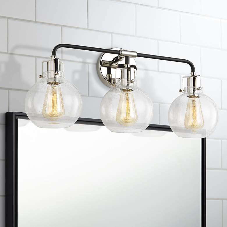 Image 1 Generation Lighting Clara 24"W Black 3-Light Bath Light