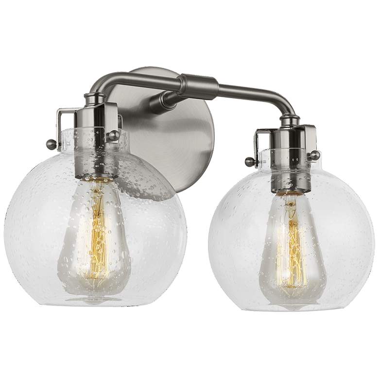 Image 2 Generation Lighting Clara 9 3/4" High Satin Nickel 2-Light Wall Sconce