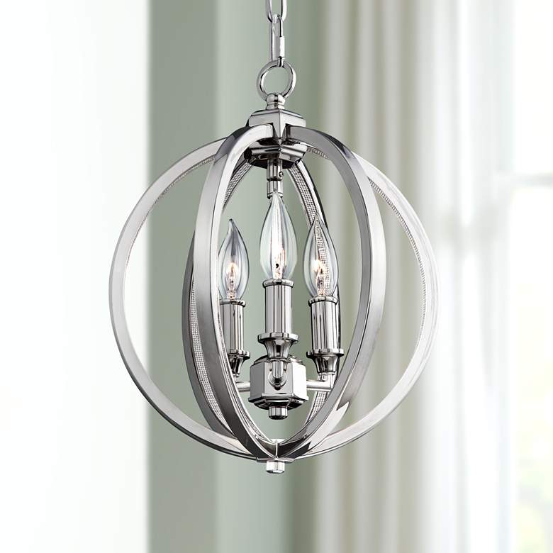 Image 1 Generation Lighting Corinne 11 1/4" Nickel and Crystal Orb Pendant