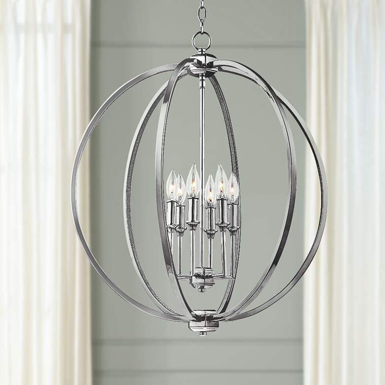 Image 1 Generation Lighting Corrine 24 1/2" Wide Polished Nickel Orb Pendant