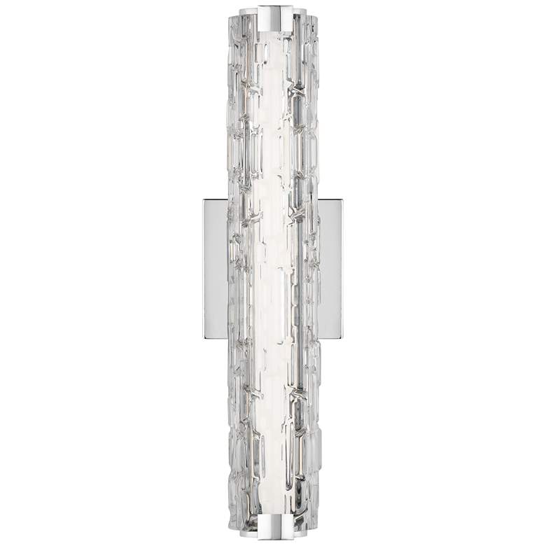 Image 1 Generation Lighting Cutler 18" High Chrome and Rock Glass LED Sconce