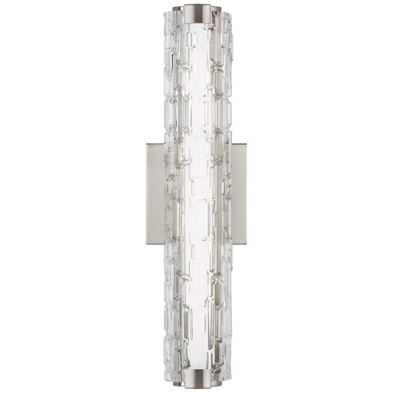 Image 1 Generation Lighting Cutler 18" Satin Nickel and Rock Glass Wall Sconce