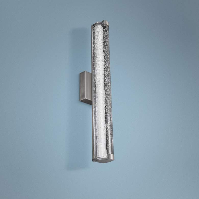 Image 1 Generation Lighting Cutler 24" Nickel and Crackle Glass LED Bath Light