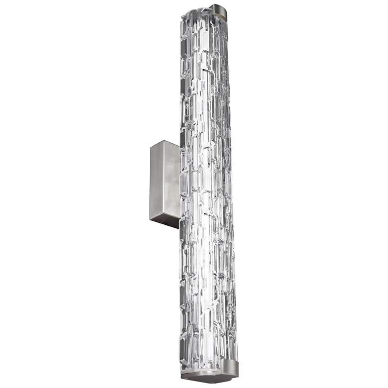 Image 1 Generation Lighting Cutler 24" Satin Nickel Rock Glass LED Bath Light