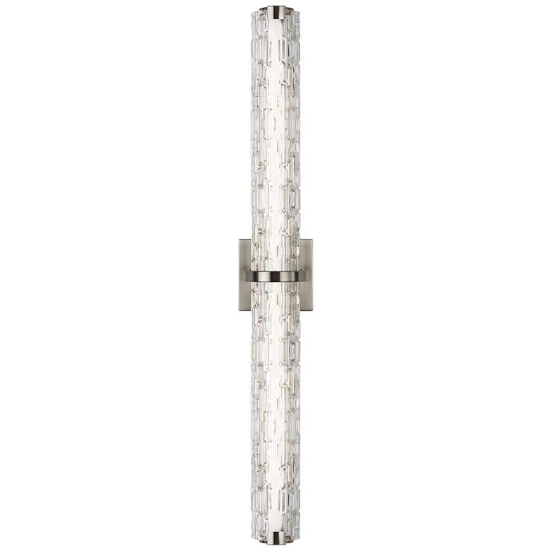 Image 1 Generation Lighting Cutler 36" Satin Nickel Rock Glass LED Bath Light