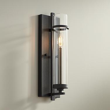 Generation Lighting Ethan 17" Forged Iron Brushed Steel Wall Sconce