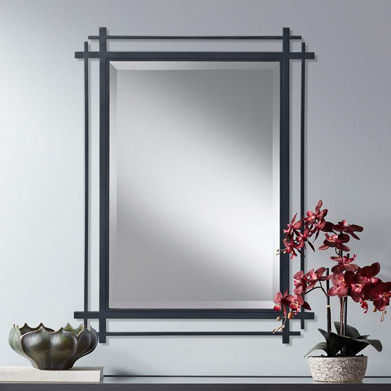 Image 1 Generation Lighting Ethan 27 1/4" x 37" Antique Iron Wall Mirror