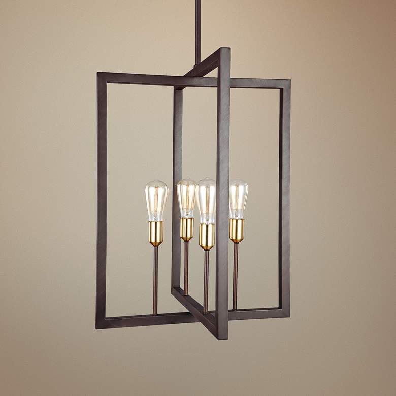 Image 1 Generation Lighting Finnegan 21" New Bronze Open Rectangle Pendant