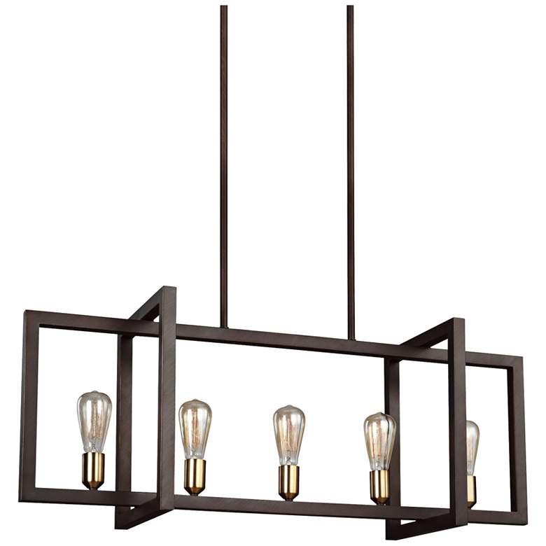 Image 2 Generation Lighting Finnegan 40" Bronze Linear Island Light Chandelier