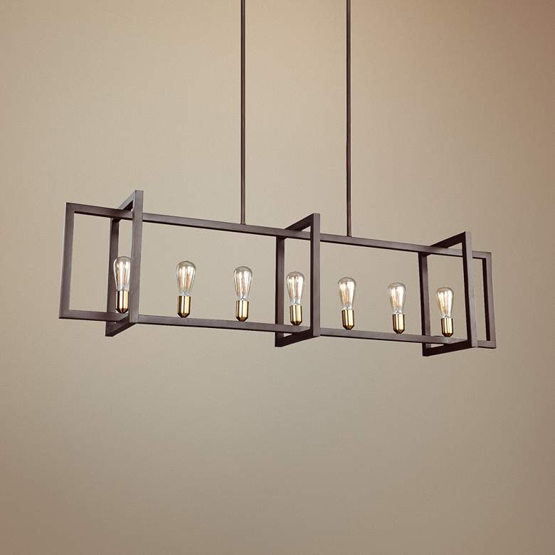 Image 1 Generation Lighting Finnegan 60" Bronze Linear Island Chandelier