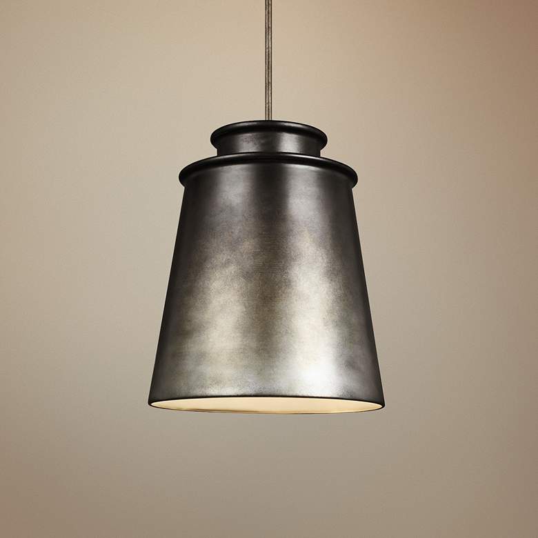 Image 1 Generation Lighting Fiona 15"W Oil Can Gray Pendant Light
