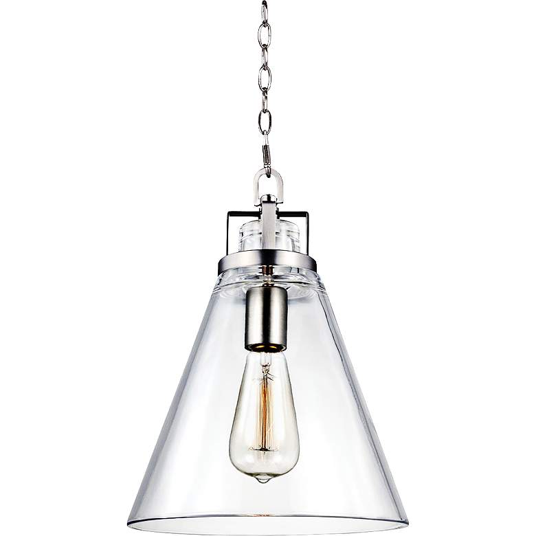 Image 2 Generation Lighting Frontage 10" Satin Nickel and Glass Mini Pendant