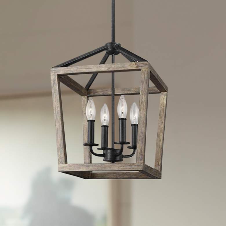 Image 1 Generation Lighting Gannet 12" 4-Light Oak and Iron Pendant Light