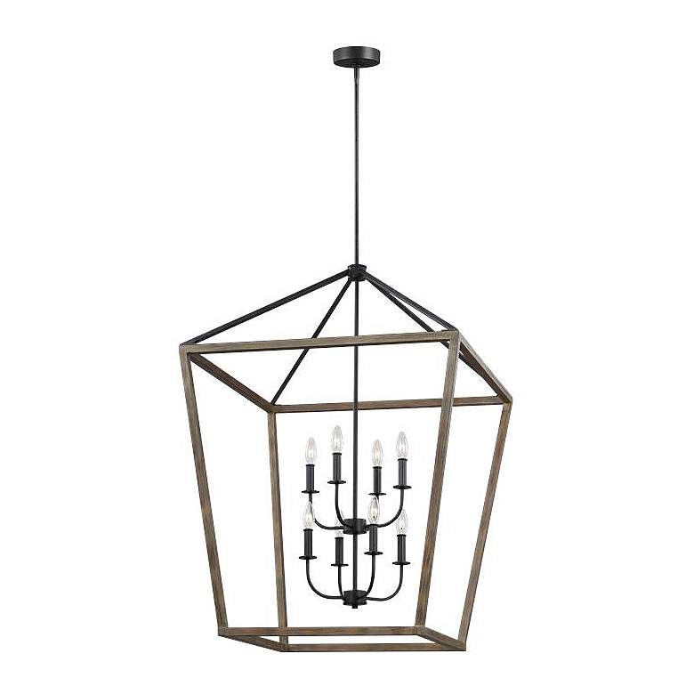 Image 1 Generation Lighting Gannet 26" Oak Wood 8-Light Foyer Pendant Light