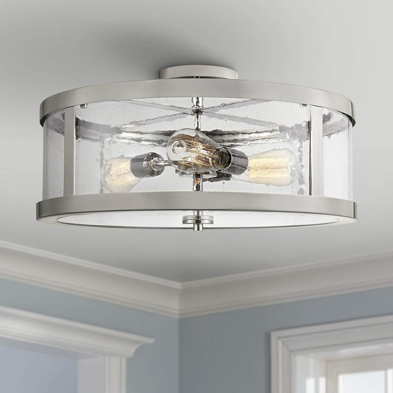 Image 1 Generation Lighting Harrow 19 3/4" Nickel 3-Light Ceiling Light