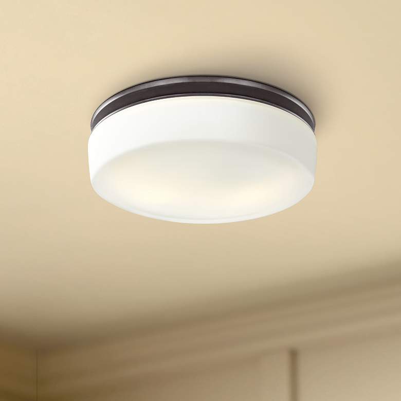 Image 1 Generation Lighting Issen 13 1/2" Bronze and Opal Glass Ceiling Light