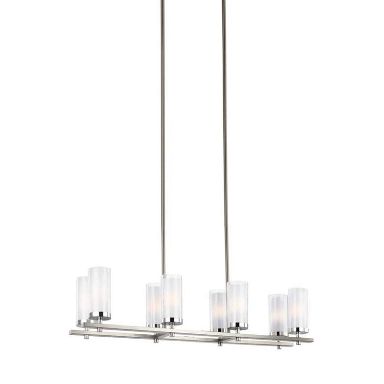 Image 1 Generation Lighting Jonah 38" Satin Nickel 8-Light Island Chandelier
