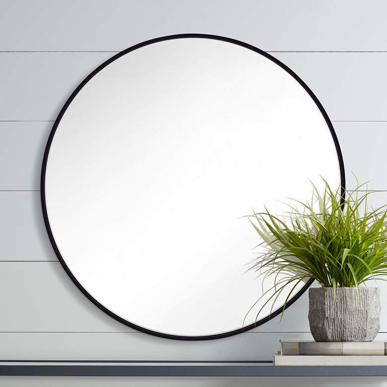 Image 1 Generation Lighting Kit Midnight Black 30" Round Wall Mirror