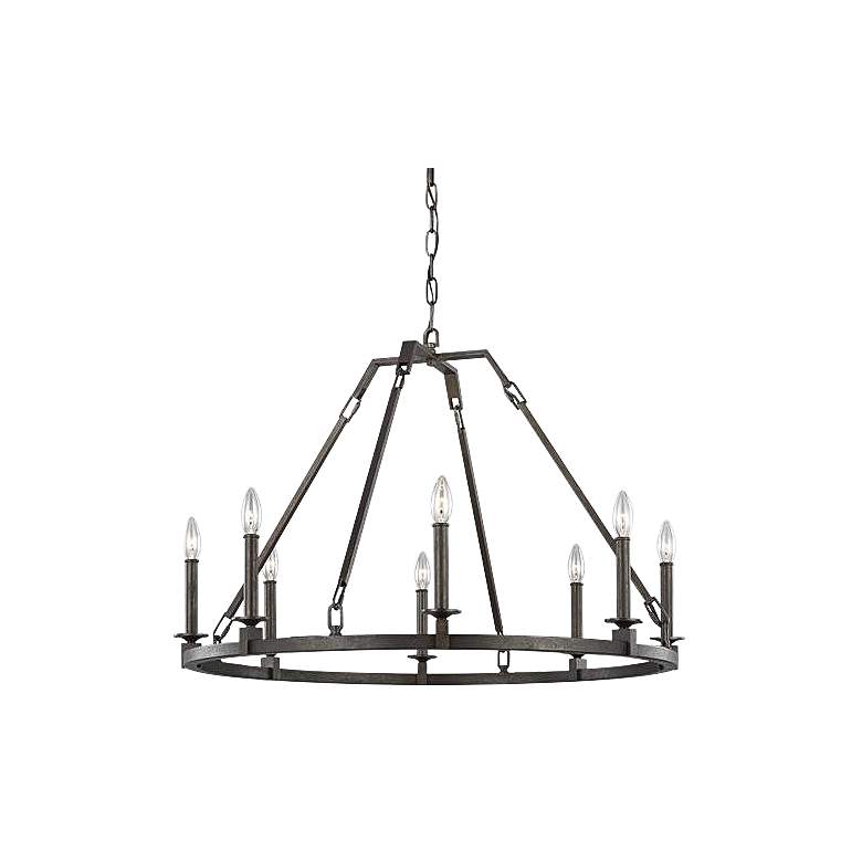 Image 1 Generation Lighting Landen 34" Steel 8-Light Wagon Wheel Chandelier