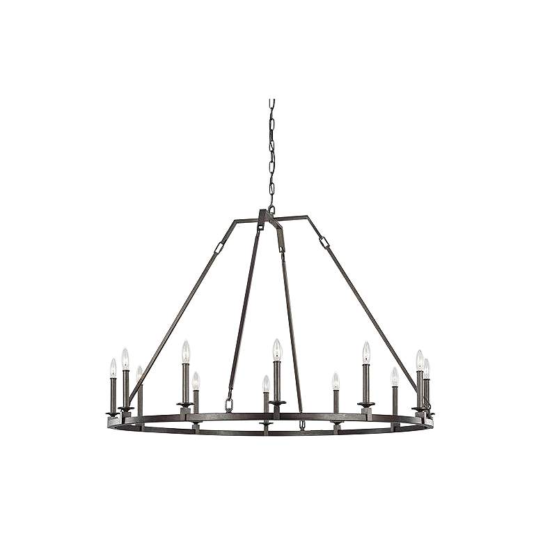 Image 1 Generation Lighting Landen 48" Wide 12-Light Wagon Wheel Chandelier