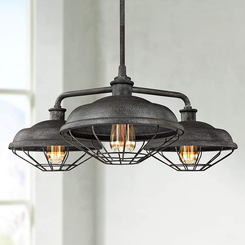 Image 1 Generation Lighting Lennex 31 1/2 inchW Gray Indoor-Outdoor Chandelier