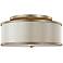 Generation Lighting Lennon 20" Gold and Cream Linen Drum Ceiling Light