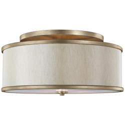 Generation Lighting Lennon 20" Gold and Cream Linen Drum Ceiling Light