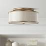1_Generation Lighting Lennon 20" Gold and Cream Linen Drum Ceiling Light