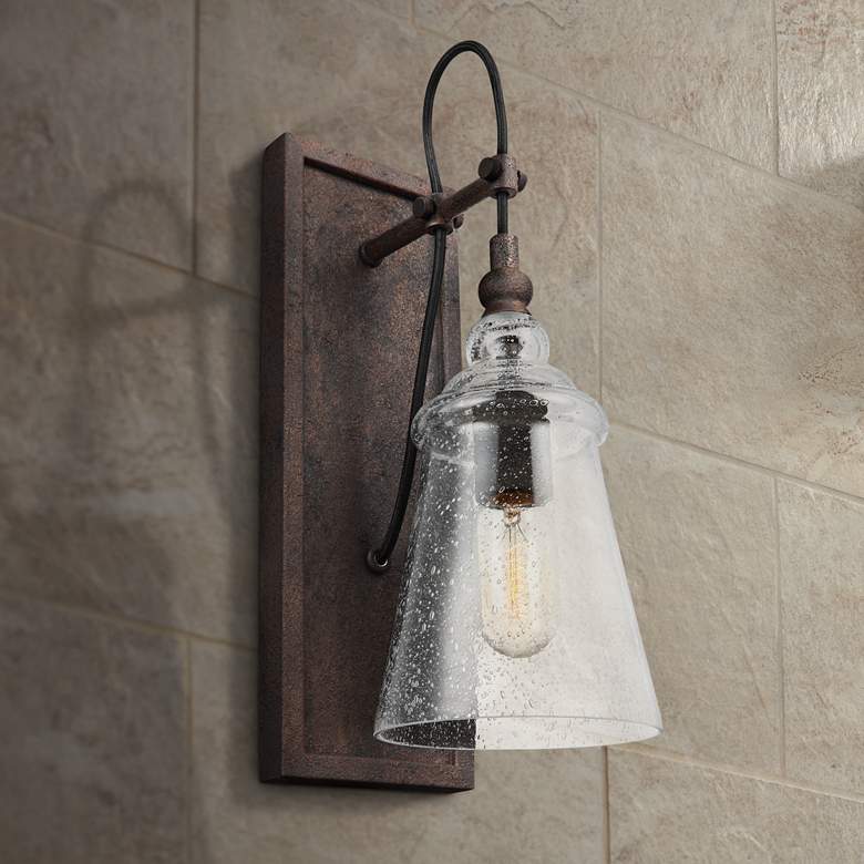 Image 1 Generation Lighting Loras 17" High Dark Weathered Iron Wall Sconce