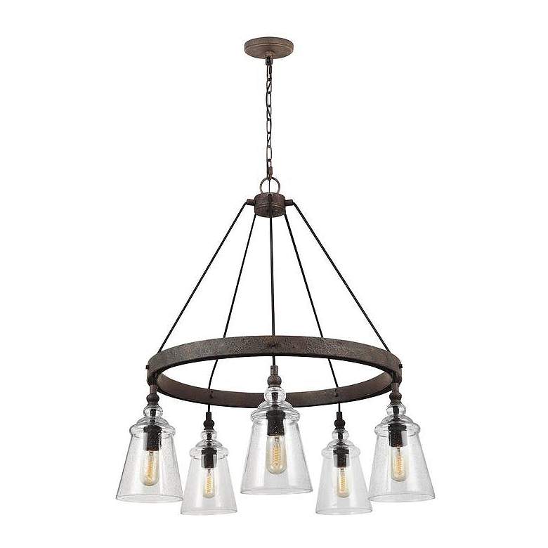 Image 1 Generation Lighting Loras 28 1/2" Weathered 5-Light Ring Chandelier